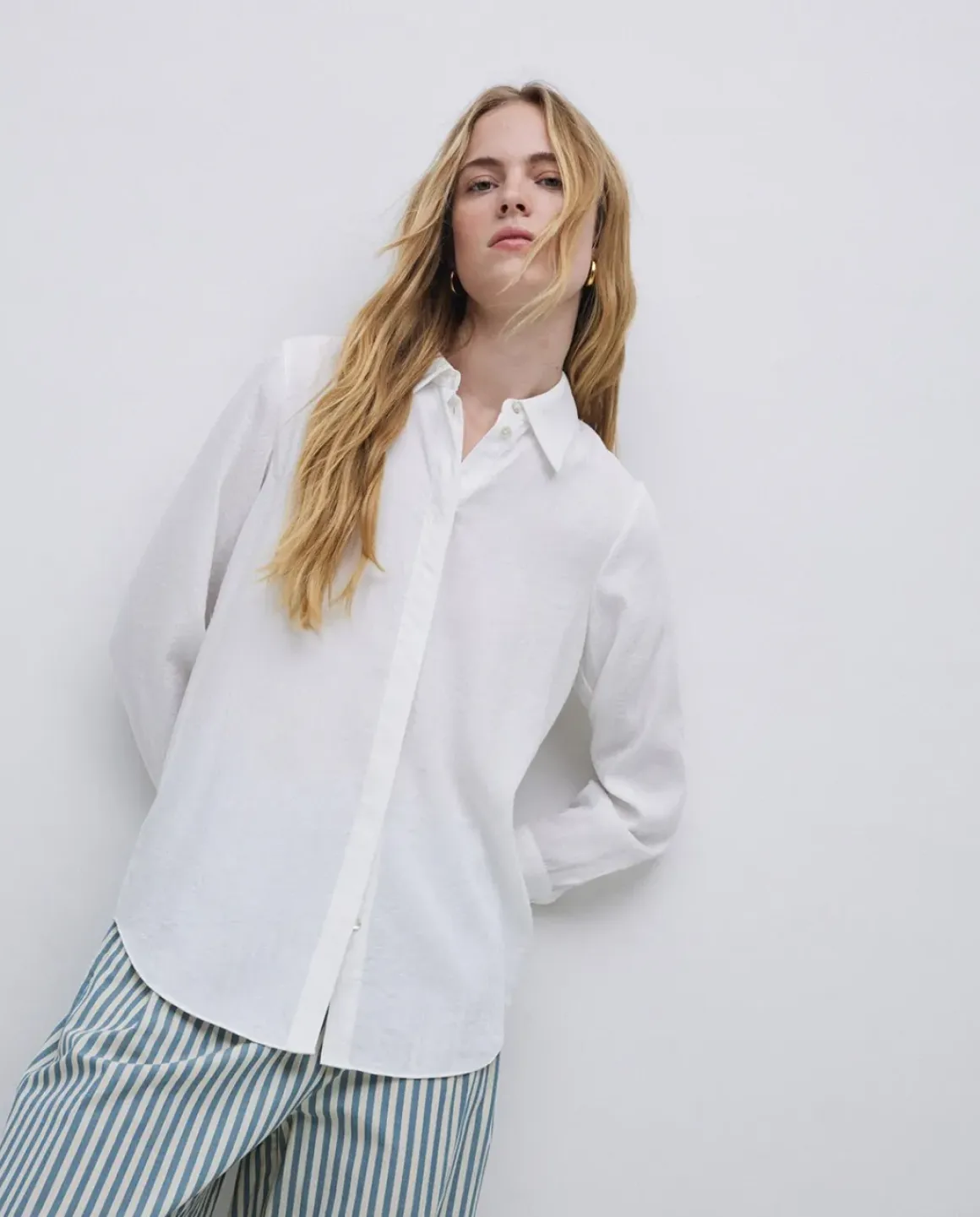 Camisa fluida viscosa blanco