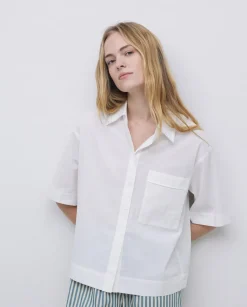 Camisa manga corta popelín blanco
