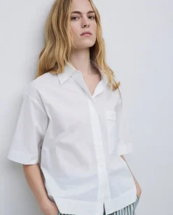 Camisa manga corta popelín blanco