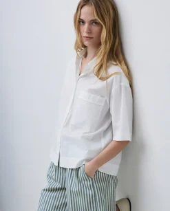 Camisa manga corta popelín blanco