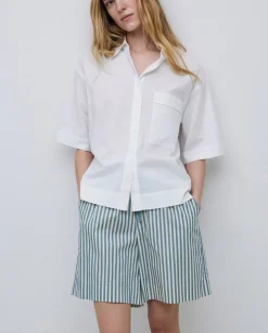 Camisa manga corta popelín blanco