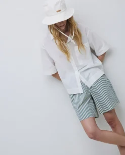 Camisa manga corta popelín blanco