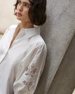Camisa popelín puntillas blanco