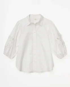 Camisa popelín puntillas blanco