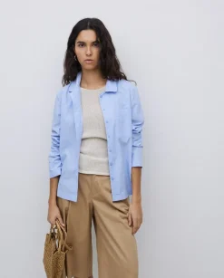 Camisa popelín rayas azul