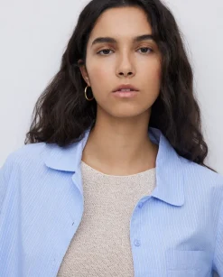 Camisa popelín rayas azul