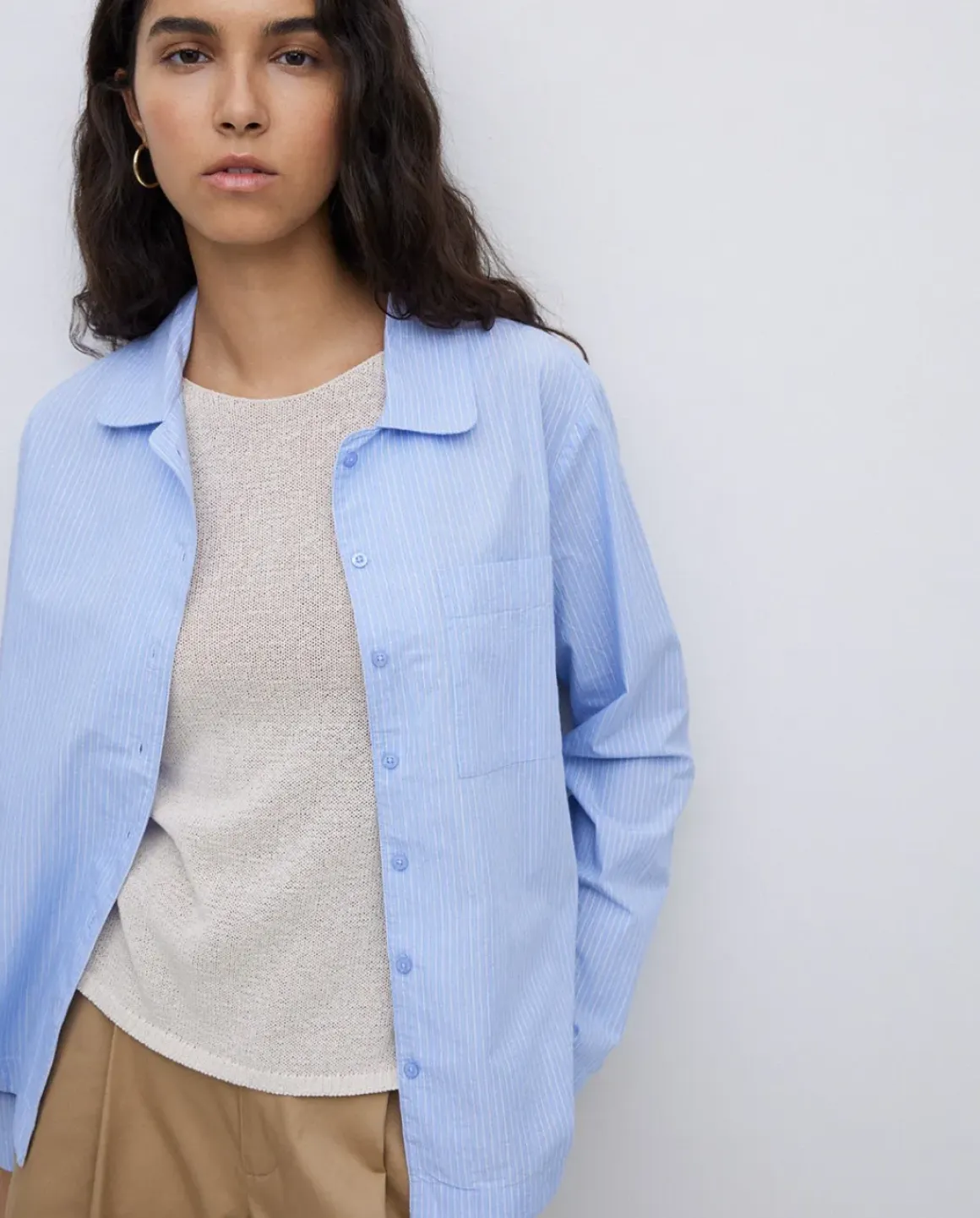 Camisa popelín rayas azul