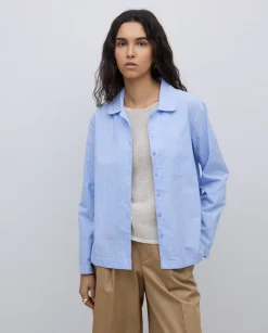 Camisa popelín rayas azul