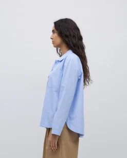 Camisa popelín rayas azul