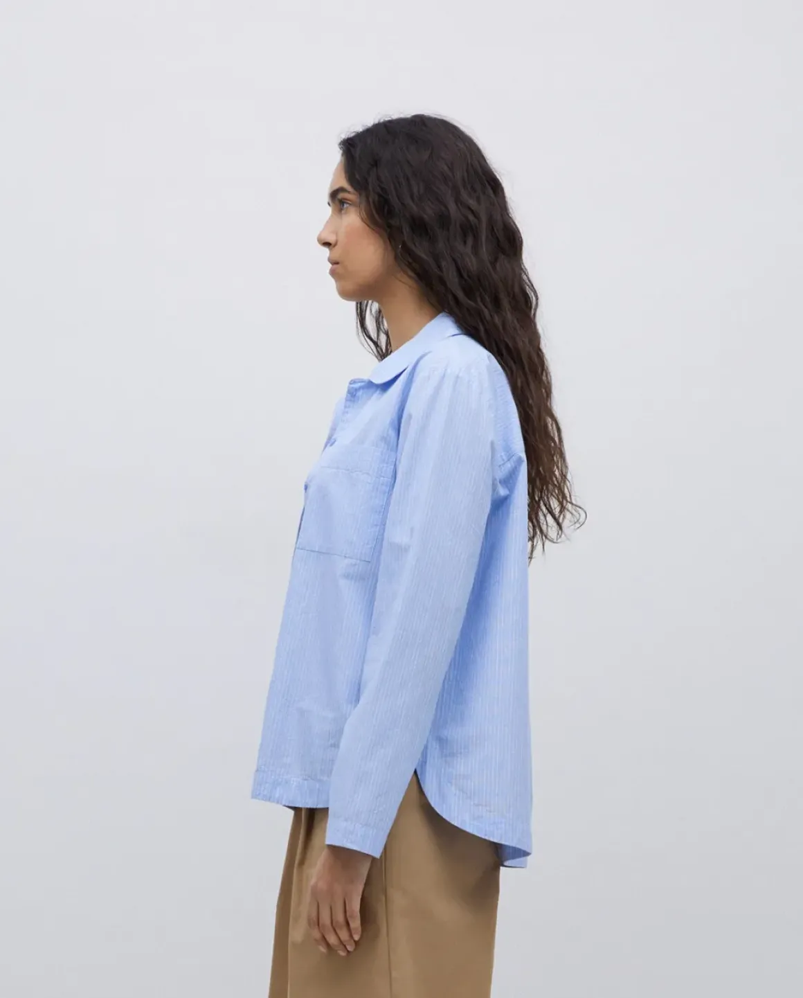 Camisa popelín rayas azul