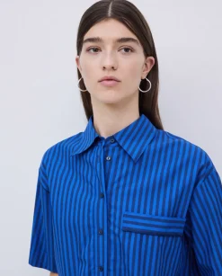 Camisa popelín rayas azul oscuro