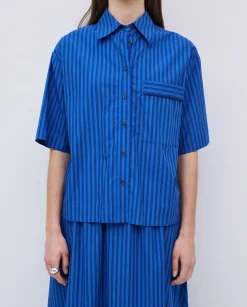 Camisa popelín rayas azul oscuro