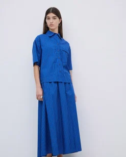 Camisa popelín rayas azul oscuro