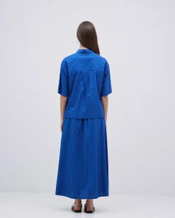 Camisa popelín rayas azul oscuro