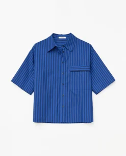 Camisa popelín rayas azul oscuro