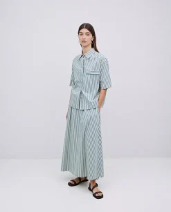 Camisa popelín rayas verde