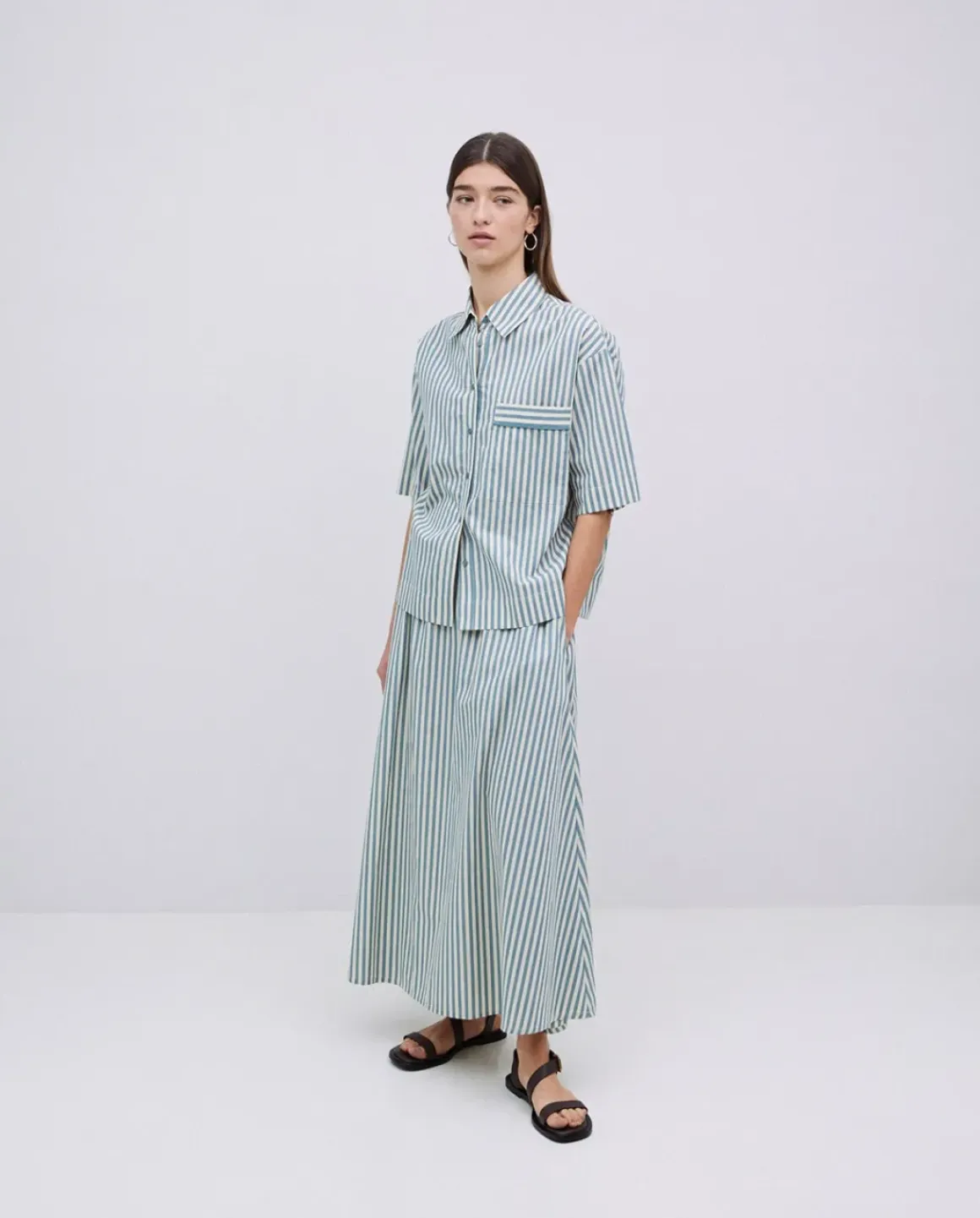Camisa popelín rayas verde