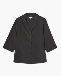 Camisa tencel cuello solapa negro