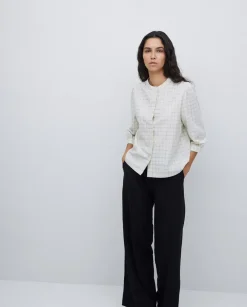 Camisa tres cuartos cuadros crudo