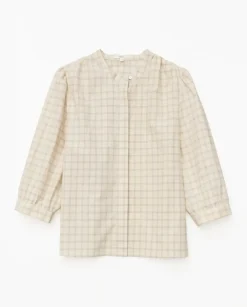 Camisa tres cuartos cuadros crudo