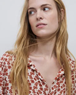 Camisa viscosa floral terracota