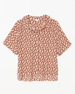 Camisa viscosa floral terracota