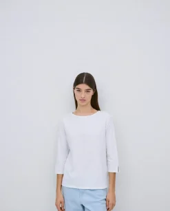 Camiseta 3/4 algodón flamé blanco