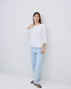 Camiseta 3/4 algodón flamé blanco