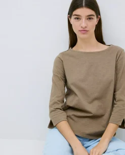 Camiseta 3/4 algodón flamé caqui