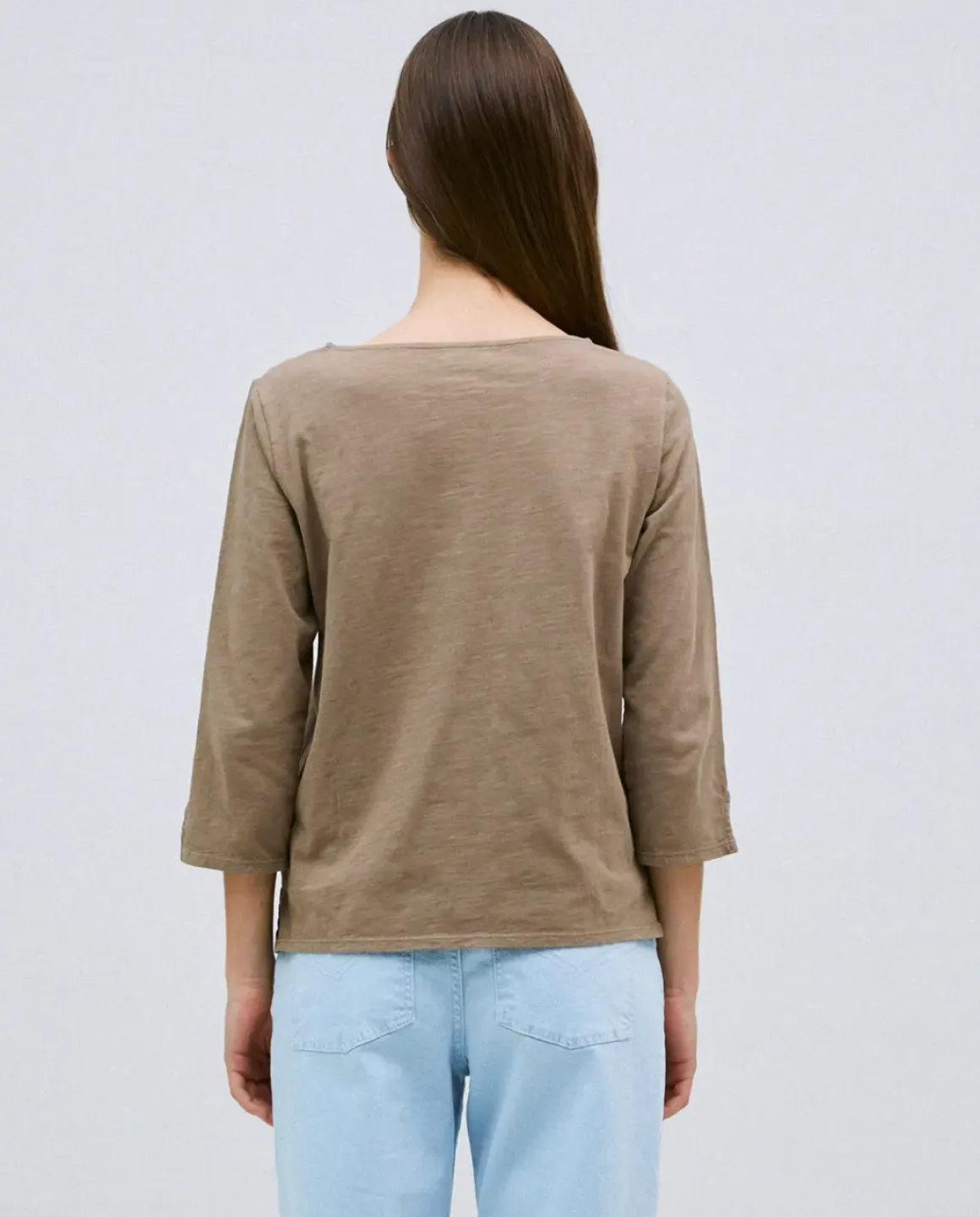 Camiseta 3/4 algodón flamé caqui