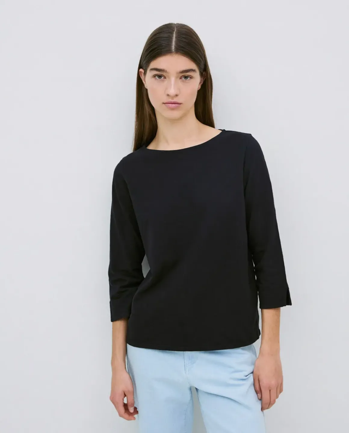 Camiseta 3/4 algodón flamé negro