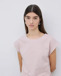 Camiseta algodón orgánico manga japonesa rosa pálido
