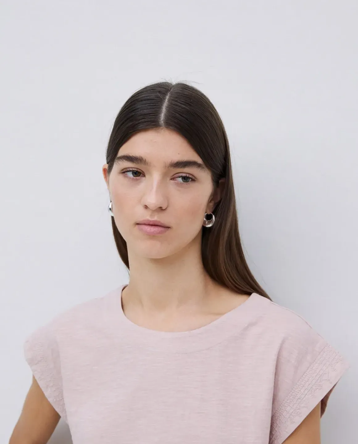 Camiseta algodón orgánico manga japonesa rosa pálido
