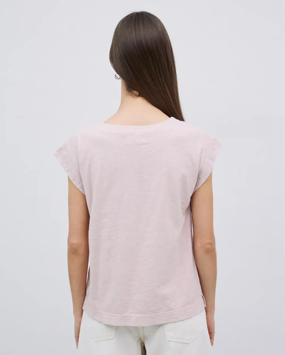 Camiseta algodón orgánico manga japonesa rosa pálido