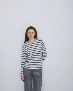 Camiseta 100% algodón rayas antracita