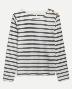 Camiseta 100% algodón rayas antracita