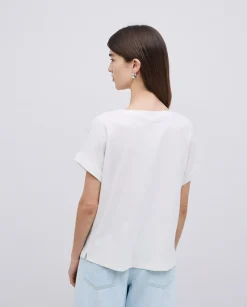 Camiseta bimateria escote pico crudo