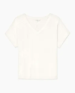 Camiseta bimateria escote pico crudo