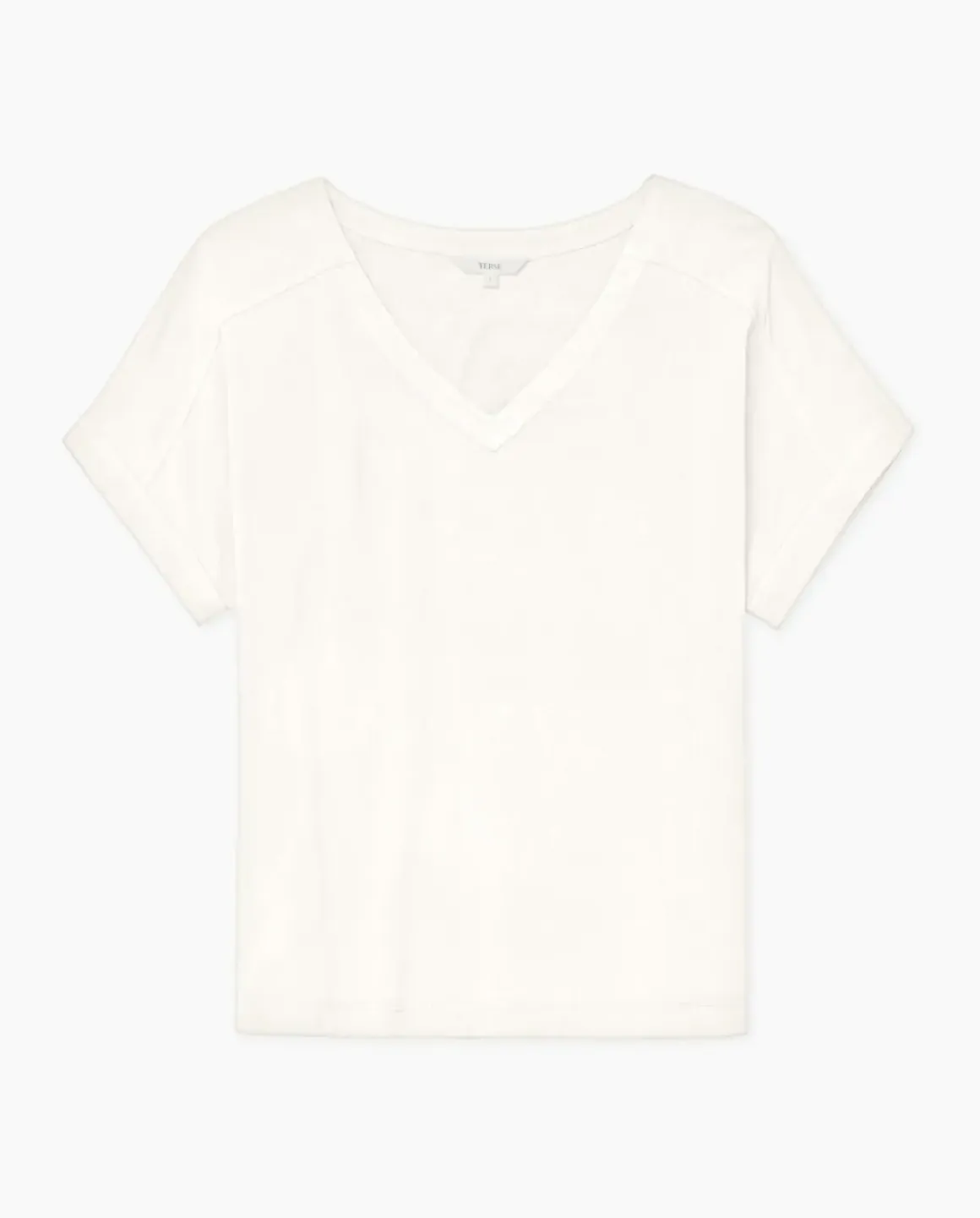 Camiseta bimateria escote pico crudo