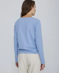 Camiseta botones 100% algodón azul