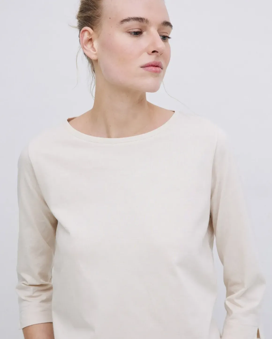 Camiseta básica 3/4 beige