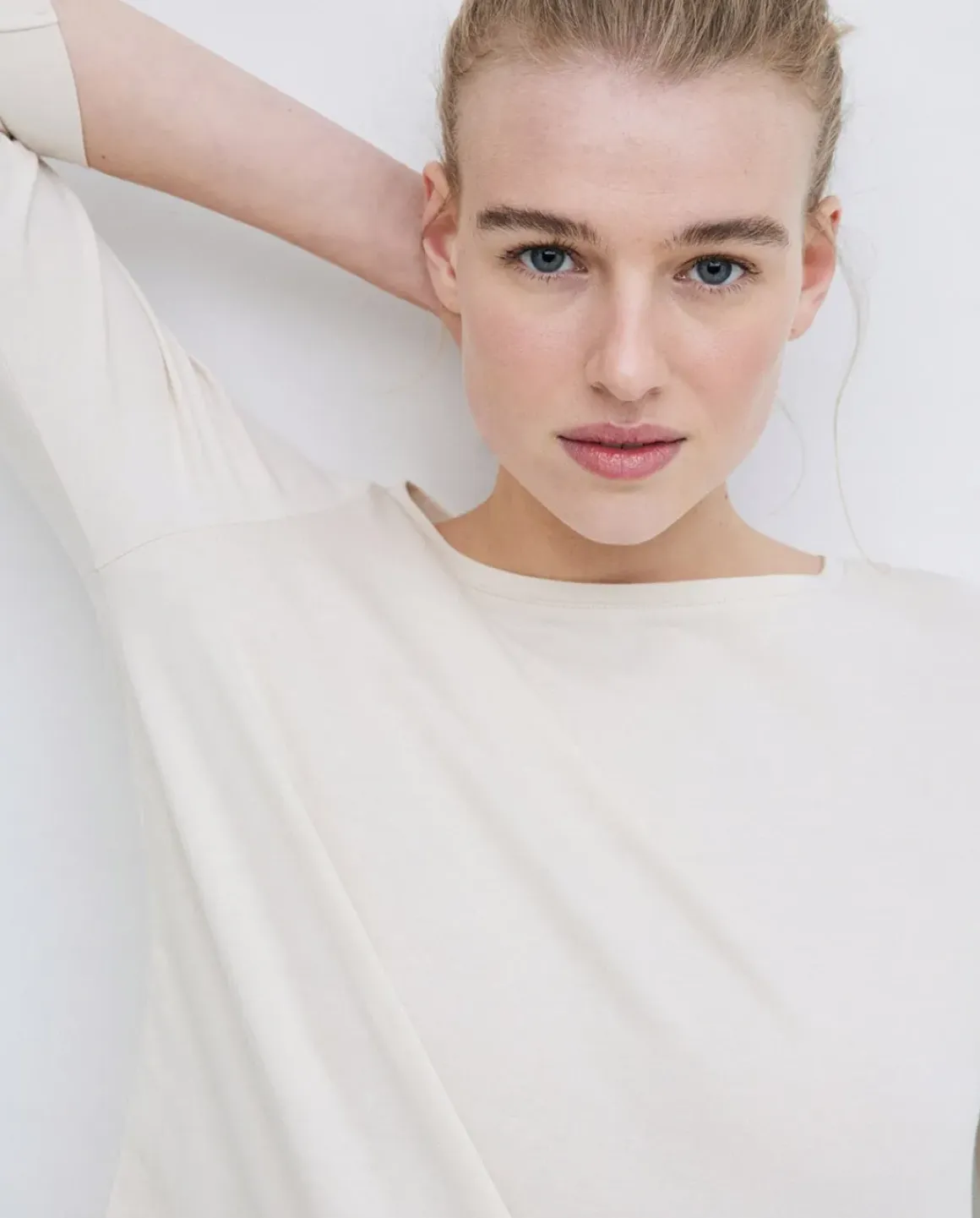 Camiseta básica 3/4 beige