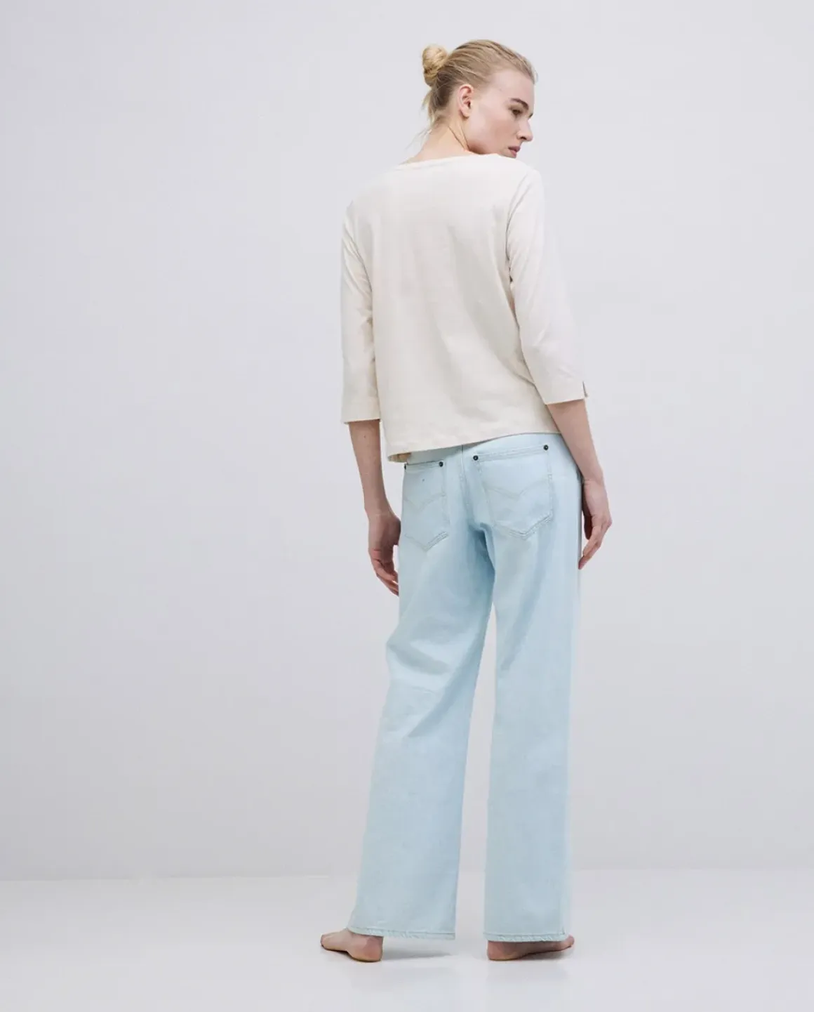 Camiseta básica 3/4 beige