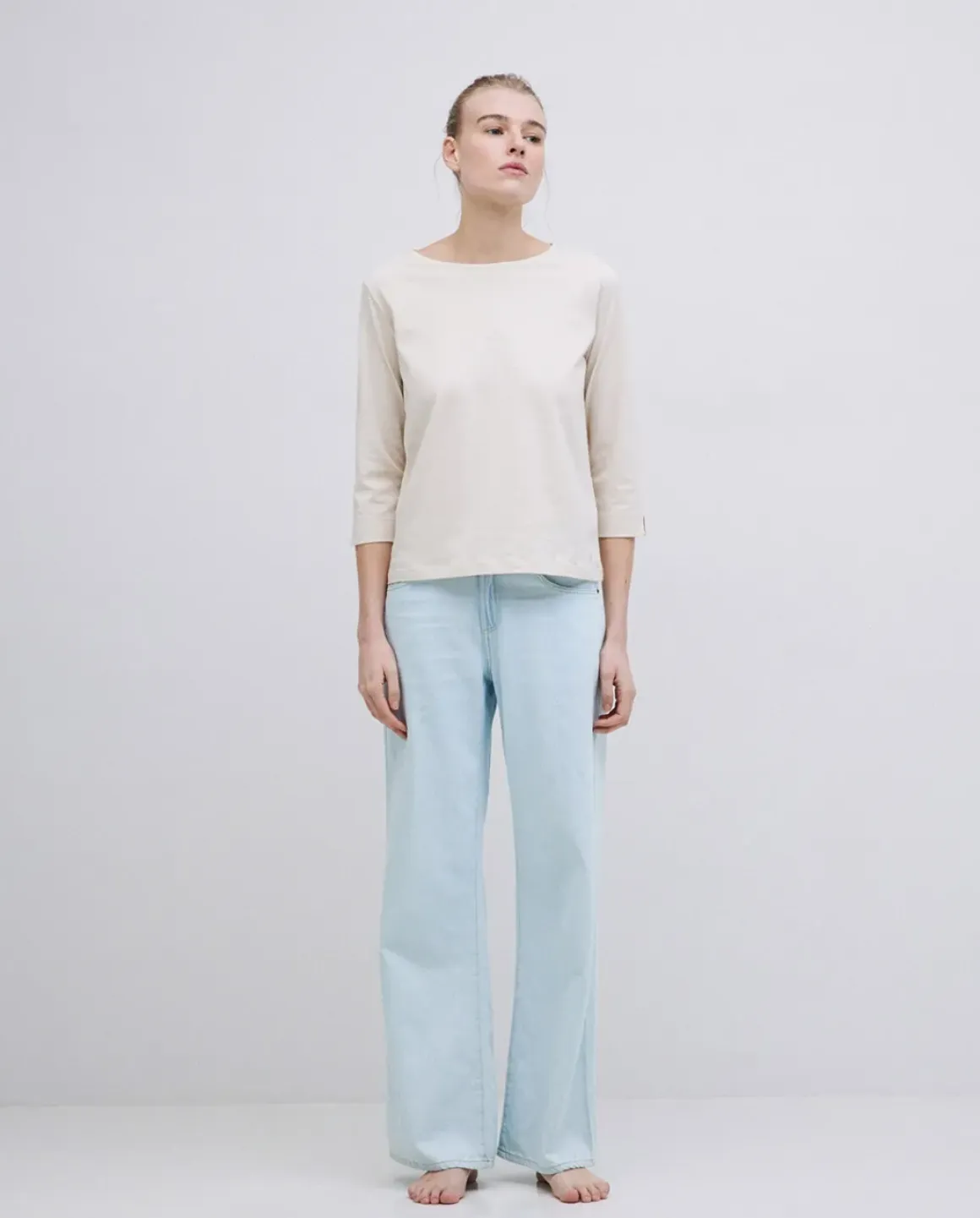 Camiseta básica 3/4 beige