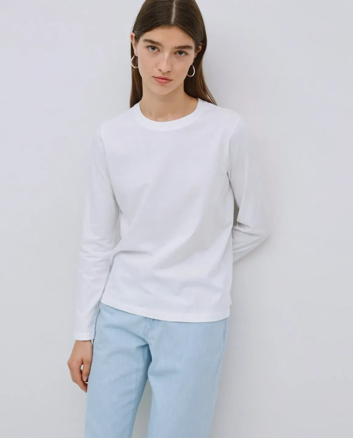Camiseta básica manga larga blanco