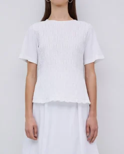 Camiseta detalle fruncidos blanco
