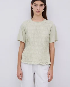 Camiseta detalle fruncidos verde aguamarina