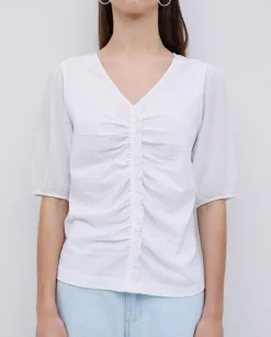 Camiseta detalle volante blanco