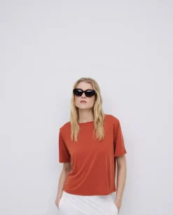 Camiseta holgada modal terracota
