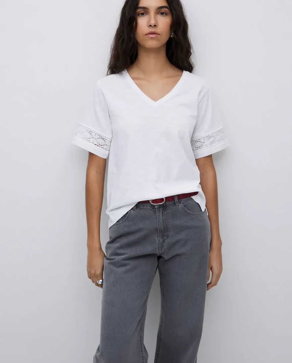 Camiseta puntillas blanco